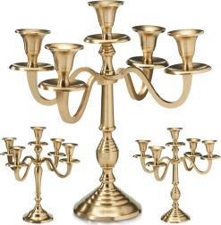Candelabro dorato a cinque bracci 30 cm