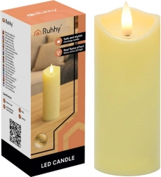 LED sviečka 12,5 × 5 cm s blikajúcim plameňom, teplá biela