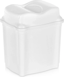 Plastic trash bin 5 L, white with swing lid