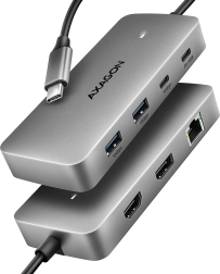 AXAGON HMC-CUB83X2 USB-C hub 7-in-1, 10 Gbps, HDMI 4K/144 Hz, DP 8K/30 Hz, GLAN, PD 100 W