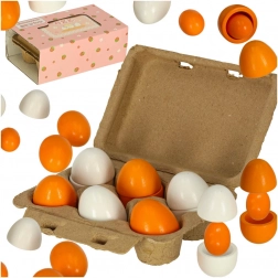 Wooden eggs for kids’ play kitchen with removable yolks