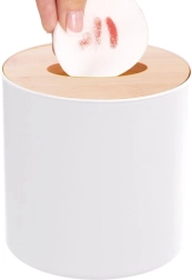 Whitney badkamerprullenbak 1,5 l – wit, bamboe deksel