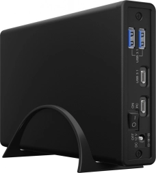 ICY BOX external enclosure for 2.5"/3.5" HDD/SSD with USB‑C and USB hub