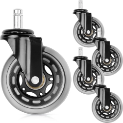 Gumeni kotačići za uredsku stolicu 75 mm, osovinica 11 mm, 5 kom