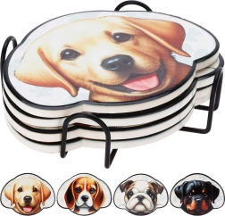 Set de dessous de verre avec support – chiens, 4 pcs