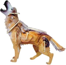 Houten 3D-puzzel wolf, gekleurd – WOODCRAFT