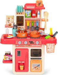 Kinderkeuken met geluiden en LED, stoom-effect, 42 accessoires – Roze