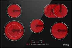 zwarte elektrische kookplaat IsEasy met vijf zones