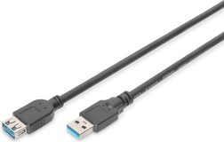 Podaljševalni kabel USB 3.1 Gen 1 SuperSpeed 5 Gbps USB-A moški na USB-A ženski, črn, 1,8 m