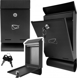 Poštovní schránka z pozinkované oceli s tubusem na noviny, černá 32,5 × 22,5 × 9,5 cm