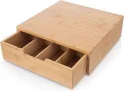 Bamboo Organizer for Coffee Capsules with Pull-Out Drawer