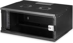 Fali 19" hálózati szekrény 4U SOHO PRO, 240 × 540 × 400 mm, üvegajtó, 60 kg teherbírás, fekete