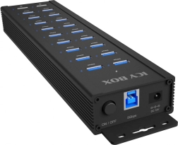 Icy Box IB-HUB1720-U3 20‑ports USB‑hub med 96 W strømforsyning