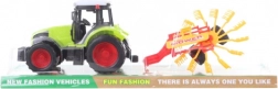 Plastic tractor with hay tedder for kids