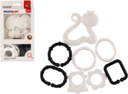 Animaletto da mordere con ciondoli in bianco e nero