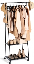 Kovinsko stoječe obešalo za oblačila na kolescih 88 × 44 × 160 cm