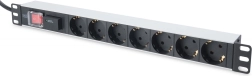PDU 19" rack stekkerdoos 7x Schuko, 2 m 1x Schuko, 16A met overspanningsbeveiliging