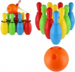 Birilli da bowling in plastica 21 cm – set da 10 pezzi in rete