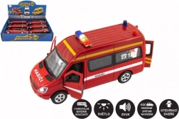 Fire truck metal/plastic 15 cm with light and sound, pull-back