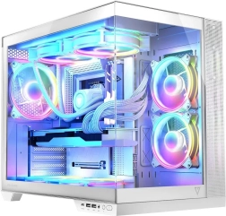 Boîtier PC VOLCANO Panorama Apex ARGB, 7× ventilateurs ARGB, blanc