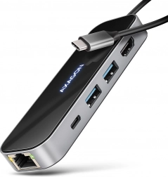 Multiport USB-C hub 6-i-1 med HDMI 4K/60 Hz, GLAN og PD 100 W
