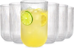 Set de 6 verres 400 ml Vilde – verres côtelés transparents pour boissons