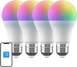 Smarte RGB‑Wi‑Fi‑LED‑Lampe BROADLINK E27, 9 W, 800 lm (4 Stück)