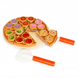Pizza in legno da tagliare con velcro per bambini, 27 pezzi