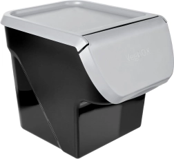 Box in plastica per frutta e verdura con coperchio ribaltabile 13 l, grigio