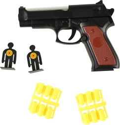 Plastic toy gun with rubber bullets and fun targets