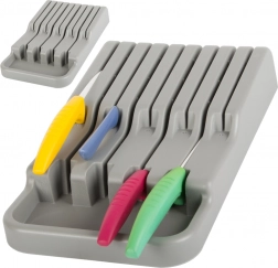 Gray Knife Organizer in Drawer with 9 Compartments