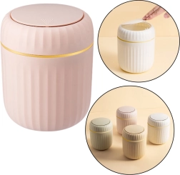 Mini trash bin with flip lid, pink