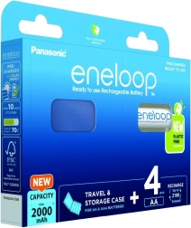 Batterie ricaricabili Eneloop AA 2000 mAh – set 4 pz con custodia