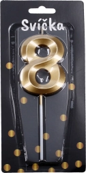 Bougie de fête chiffre huit dorée