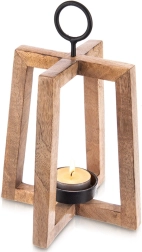 Wooden hanging candle holder made of mango wood 18 × 18 × 27.5 cm
