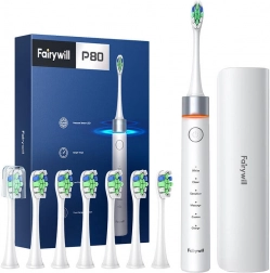 FairyWill Sonic Toothbrush with Pressure Sensor, 5 Modes and Case – White