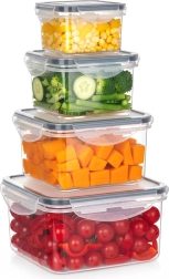 Sæt med lufttætte madopbevaringsbokse med tætningslåg, 4 stk.