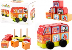 Minibus animali felici puzzle in legno