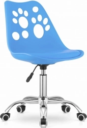 Blue Swivel Chair Made of Eco-Leather with Chrome Base