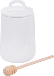 Porcelain honey jar with wooden spoon WHITELINE 470 ml