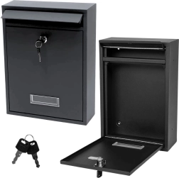 Galvanized Steel Mailbox, Black 32 × 21.5 × 8.5 cm