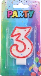 Feestkaars cijfer 3 rood