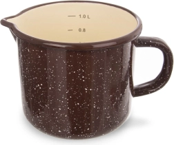 Enamel mug with measuring scale and spout 1.2 l, brown