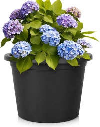 Plastičen vrtni lonček črn okrogel 39 cm