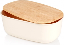 Bread bin with bamboo lid, cream 39 × 23.5 × 15.5 cm