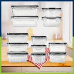 Set of 12 Plastic Food Containers with Airtight Lids