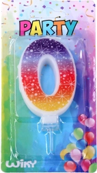 Bougie de fête avec le chiffre 0 et des étoiles