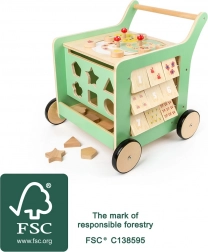 Camminatore in legno e cubo motorico Small Foot per bambini