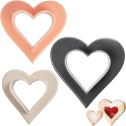 Set di tagliabiscotti doppi a forma di cuore, set 3 pz