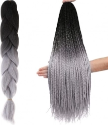 Capelli sintetici ombre trecce nero/grigio